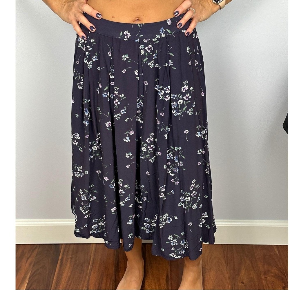 90s Fritzi Purple Floral Midi Skirt Y2K Boho Cottagecore Made in USA